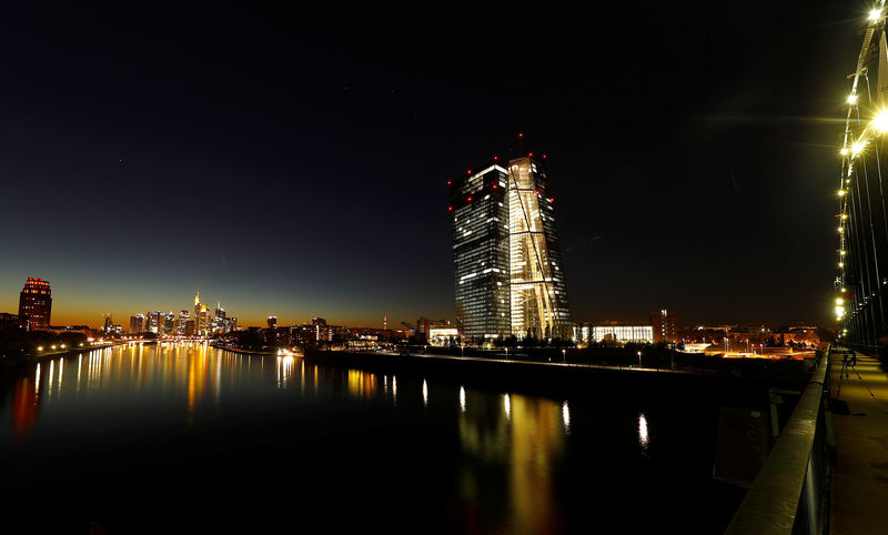 © Reuters. The skyline with its financial district is photographed on early evening in Frankfurt