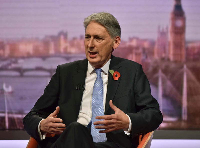 © Reuters. FILE PHOTO - Britain's Chancellor of the Exchequer Philip Hammond appears on the Marr Show on BBC Television in central London