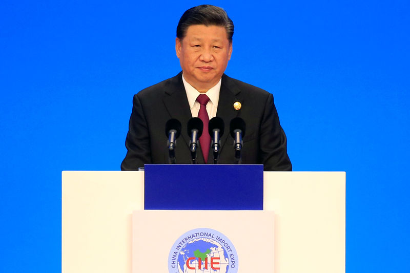 © Reuters. Chinese President Xi Jinping attends the opening ceremony for the first China International Import Expo (CIIE) in Shanghai