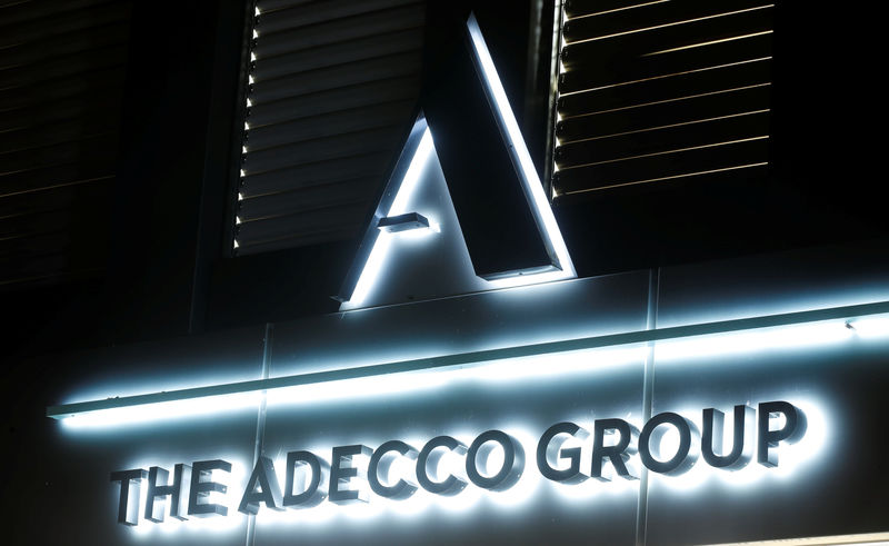 © Reuters. Logo of Swiss Adecco Group is seen in Zurich