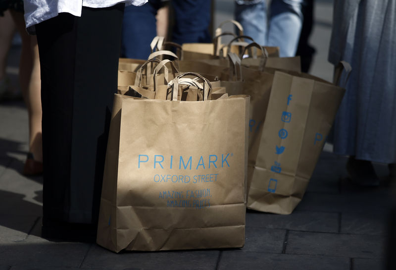 © Reuters. Shopping bags from a Primark store are seen in Oxford street, in London