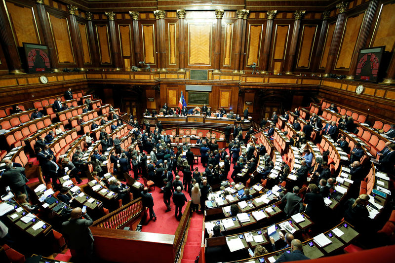 © Reuters. Vista geral do plenário do Senado da Itália