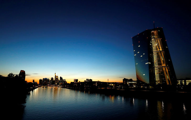 © Reuters. FILE PHOTO: ECB HQ and skyline with its financial district are seen in Frankfurt
