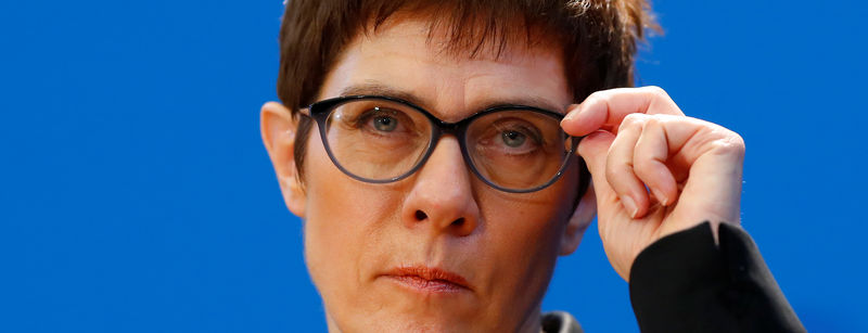 © Reuters. Secretary General of CDU Annegret Kramp-Karrenbauer gives statement in Berlin