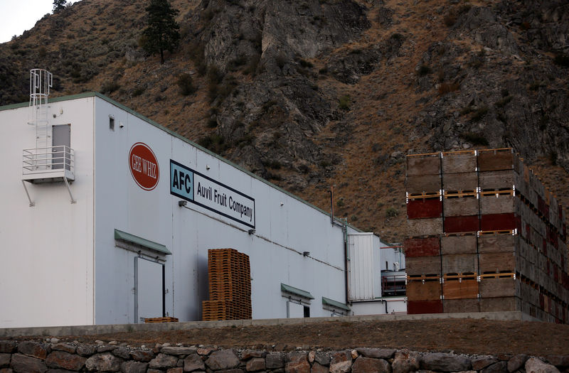 © Reuters. FILE PHOTO: An Auvil Fruit Company warehouse in Orondo, Washington.