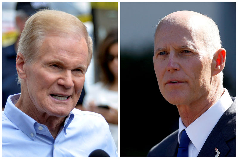 © Reuters. FILE PHOTO: Combination photo of U.S. Senator Bill Nelson and Florida Governor Rick Scott