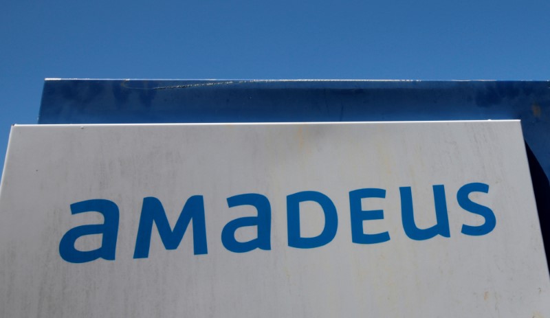 © Reuters. El logo de Amadeus en Sophia Antipolis, Francia