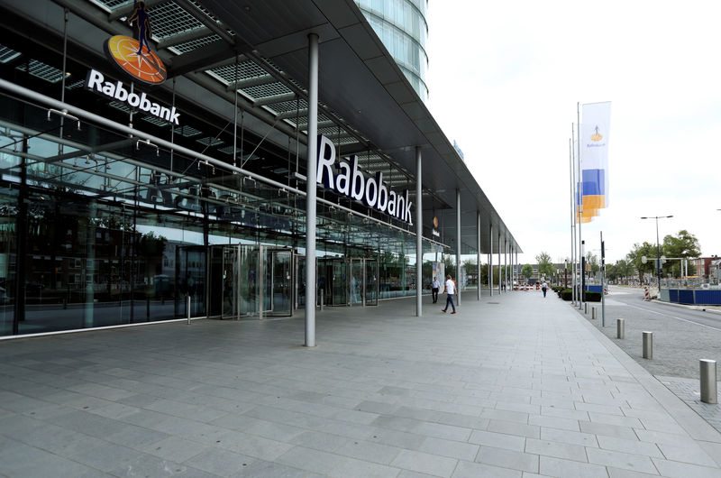 © Reuters. The Rabobank logo is seen at the entrance of its headquarters in Utrecht