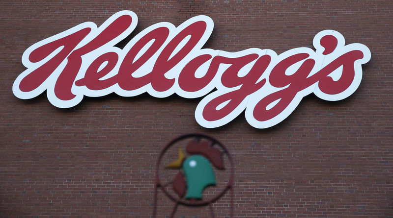 © Reuters. A sign hangs outside the Kellogg's factory near Manchester