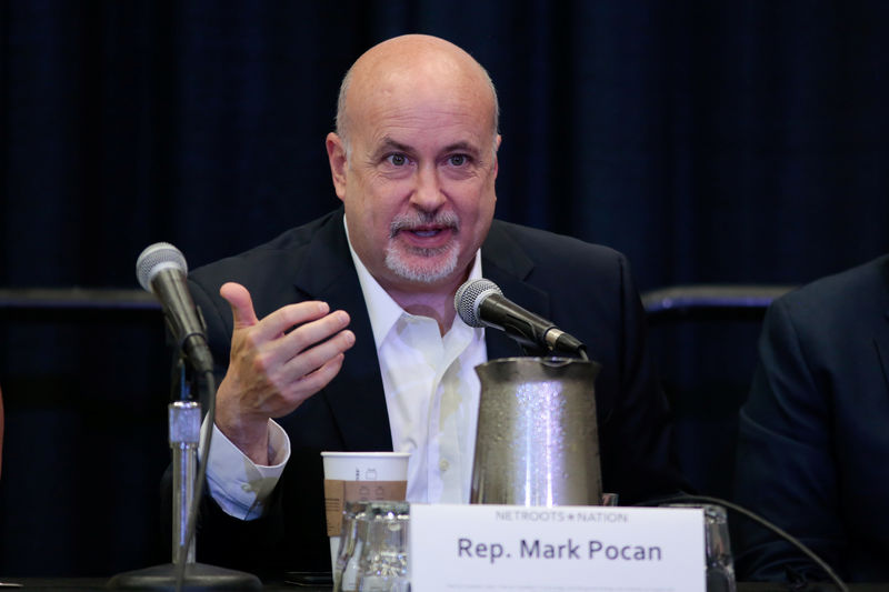 © Reuters. FILE PHOTO: U.S. Rep. Mark Pocan (D-WI) speaks at breakout session "Making Congress Listen: How to Transform Trump Anger and Movement Energy into Victories on Capitol Hill" at the Netroots Nation annual conference for political progressives in Atlanta