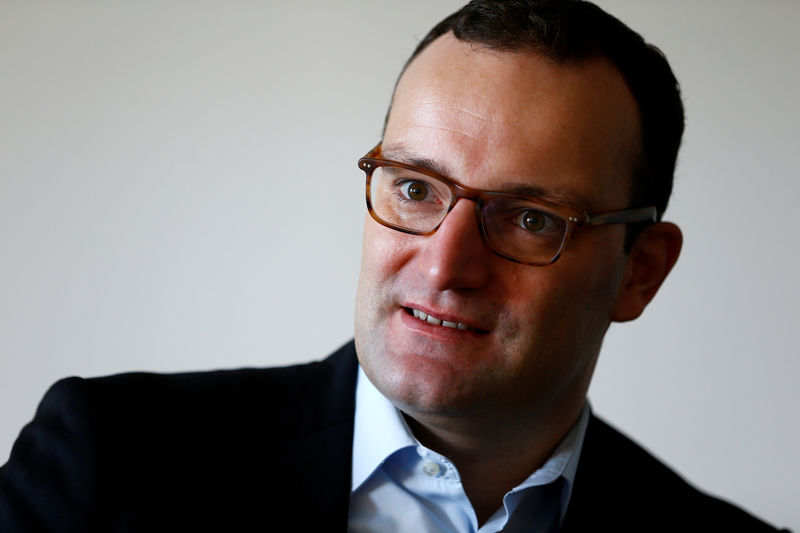 © Reuters. FILE PHOTO: German Deputy Finance Minister Jens Spahn speaks during an interview with Reuters in Berlin
