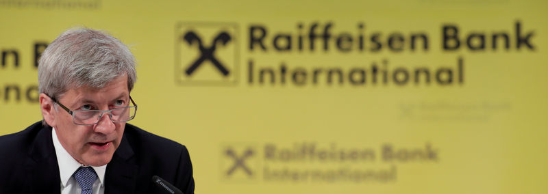 © Reuters. FILE PHOTO: Raiffeisen Bank International CEO Strobl addresses a news conference in Vienna