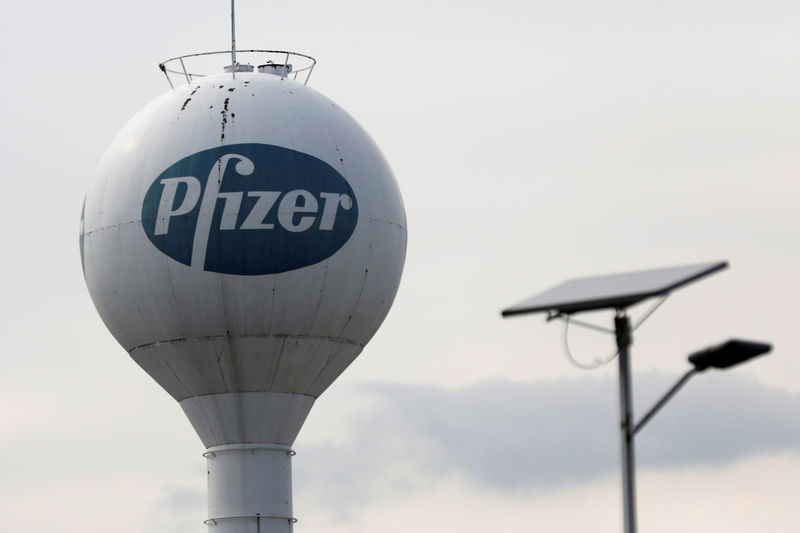 © Reuters. FILE PHOTO: A logo of American pharmaceutical corporation Pfizer Inc., is pictured in Toluca