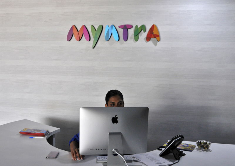© Reuters. An employee works inside the office of Myntra in Bengaluru