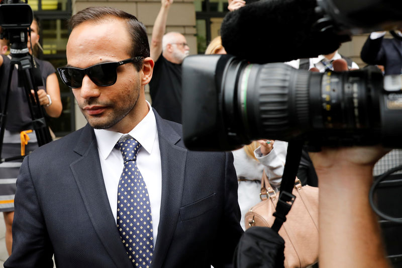 © Reuters. FILE PHOTO: George Papadopoulos leaves U.S. District Court in Washington