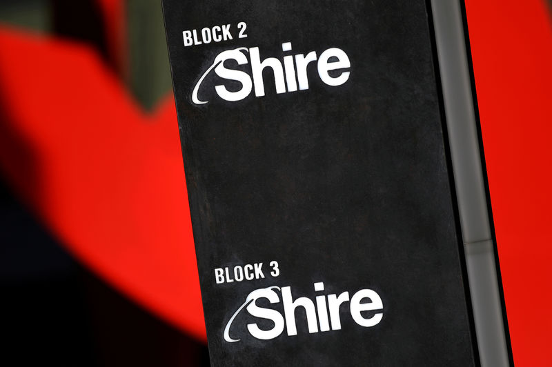 © Reuters. FILE PHOTO: Shire branding is seen outside the company's offices in Dublin, Ireland