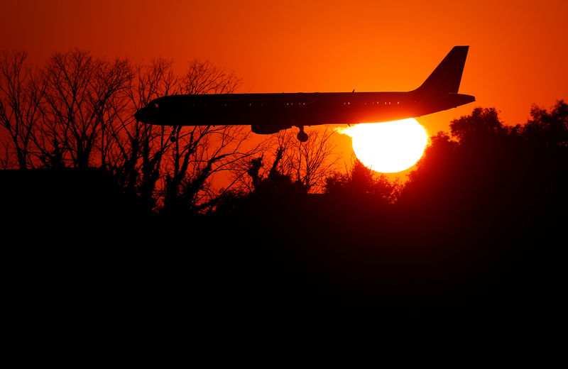 © Reuters. Un velivolo Alitalia in fase di atterraggio a Fiumicino