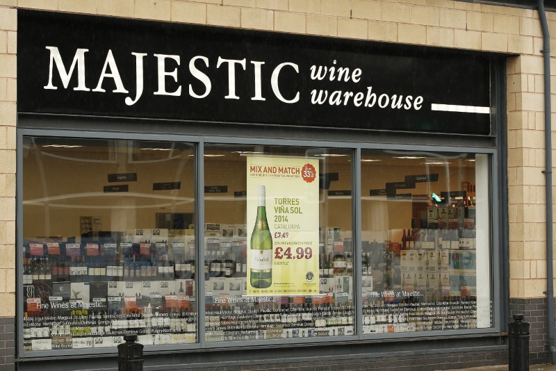 © Reuters. FILE PHOTO: A general view of a Majestic Wine Warehouse in Cheadle Hulme