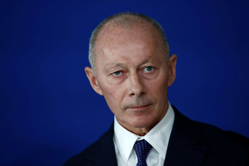 © Reuters. Renault's acting deputy chief executive Thierry Bollore attends a news conference about the situation with Renault, at the Bercy Finance Ministry in Paris