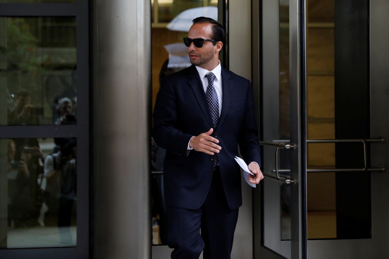 © Reuters. George Papadopoulos leaves U.S. District Court in Washington