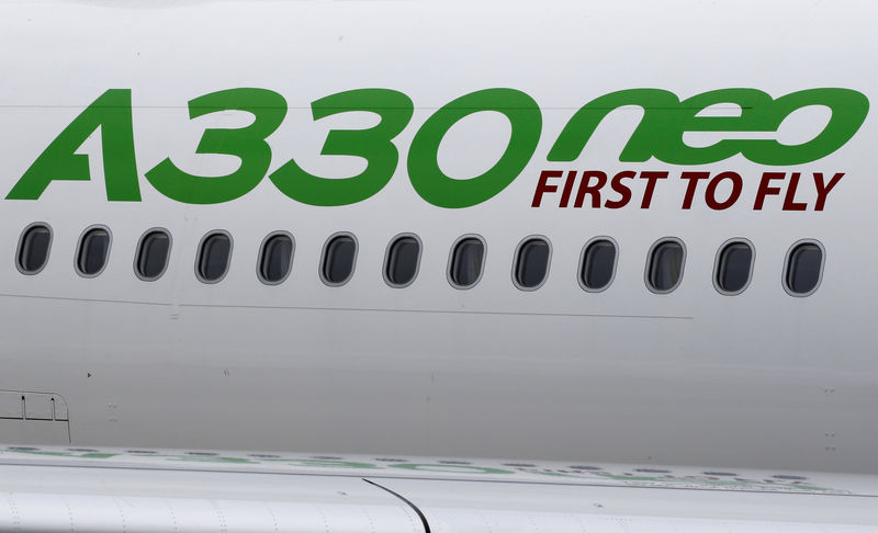 © Reuters. The first A330neo commercial passenger aircraft for TAP Air Portugal airline is seen at the Airbus delivery center in Colomiers near Toulouse