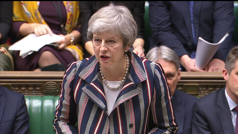 © Reuters. Britain's Prime Minister Theresa May makes a statement in the House of Commons, London