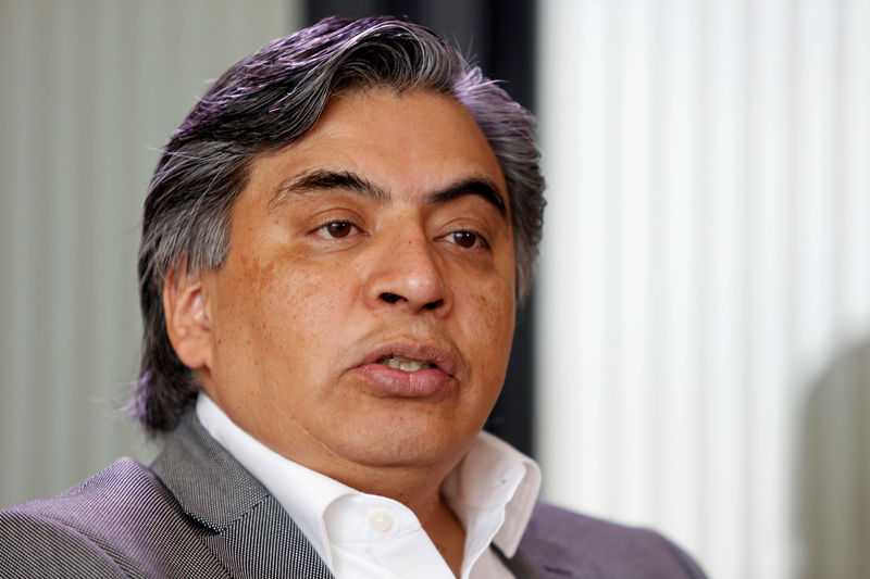 © Reuters. FILE PHOTO - Gerardo Esquivel speaks during an interview with Reuters in Mexico City