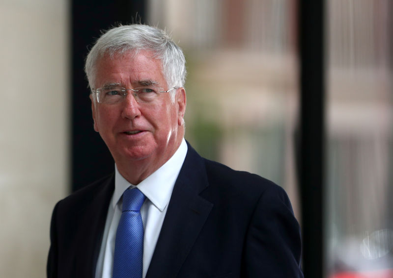 © Reuters. Conservative politician Michael Fallon arrives at the BBC in central London