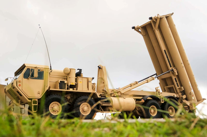 © Reuters. FILE PHOTO: A U.S. Army Terminal High Altitude Area Defense (THAAD) weapon system is seen on Andersen Air Force Base