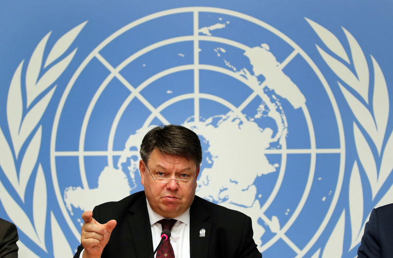 © Reuters. WMO Secretary-General Taalas attends a news conference at the UN in Geneva