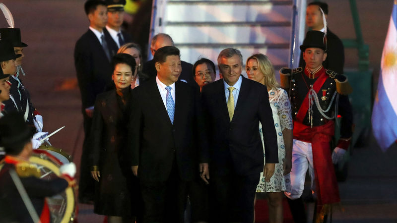 © Reuters. Presidente chinês Xi Jinping chega a Buenos Aires