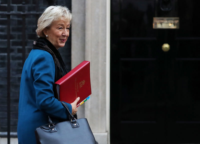 © Reuters. FILE PHOTO:  The Conservative Party's Leader of the House of Commons Andrea Leadsom arrives in Downing Street, London