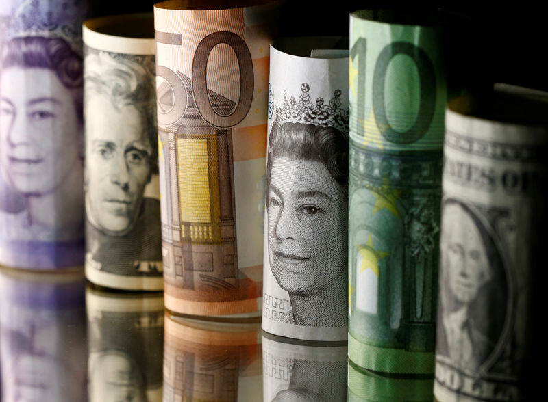 © Reuters. Dollar, Euro and Pound banknotes are seen in this picture illustration