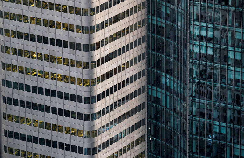 © Reuters. An office building in the financial district is photographed from "Main tower" skyscraper early evening in Frankfurt