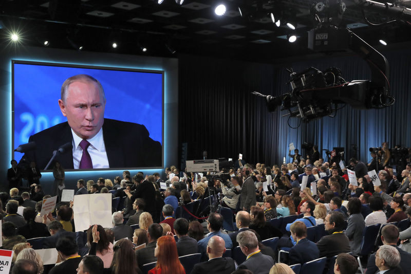 © Reuters. Presidente russo, Vladimir Putin, durante entrevista coletiva em Moscou