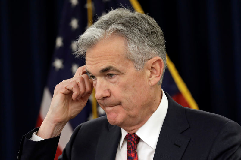 © Reuters. Federal Reserve Board Chairman Jerome Powell holds a news conference after a Federal Open Market Committee meeting in Washington