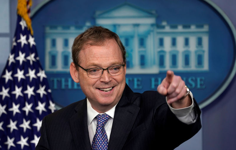 © Reuters. Trump adviser Hassett speaks at a news briefing at the White House in Washington