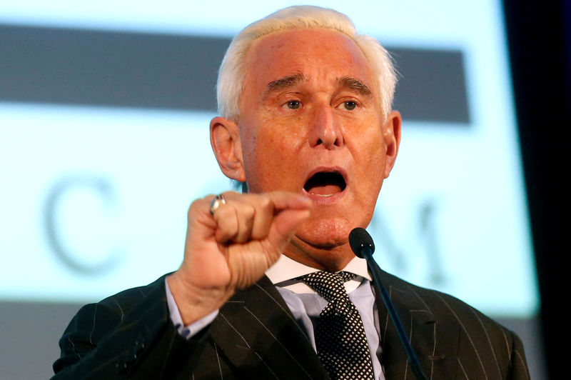 © Reuters. FILE PHOTO: Political operative Stone speaks at American Priority conference in Washington