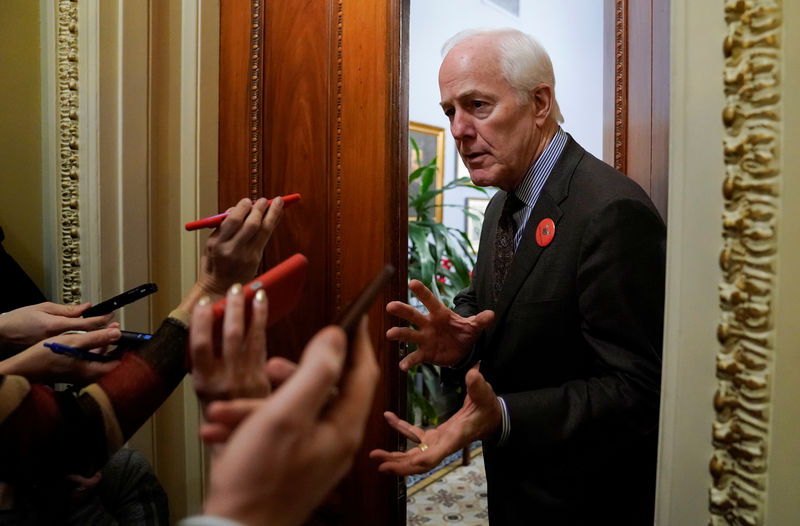 © Reuters. Senate Majority Whip John Cornyn (R-TX) speaks to reporters during negotiations over budget legislation to avert a potential federal government shutdown on Capitol Hill in Washington