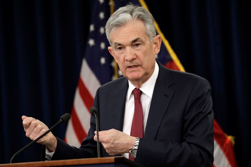 © Reuters. Federal Reserve Board Chairman Jerome Powell holds a news conference after a Federal Open Market Committee meeting in Washington