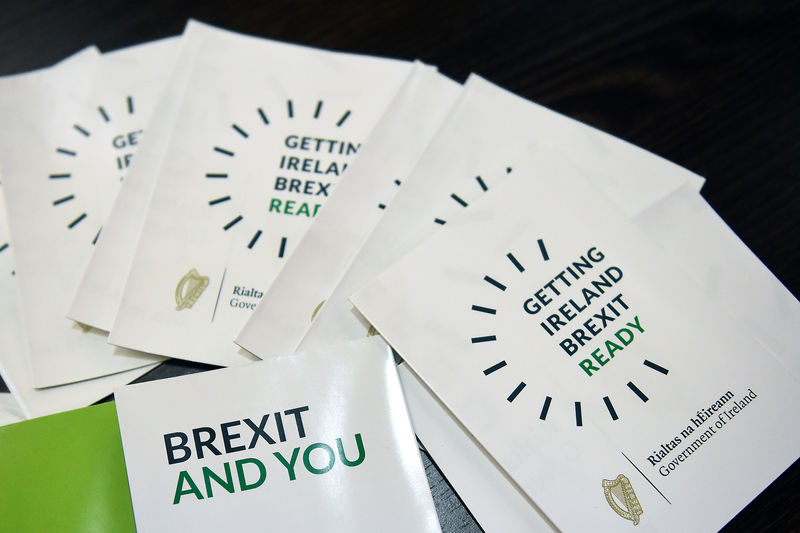 © Reuters. Documents can be seen at the conference as Ireland's Taoiseach Leo Varadkar and Minister for Foreign Affairs and Trade, Simon Coveney, host a 'Getting Ireland Brexit Ready' workshop at the Convention Centre in Dublin