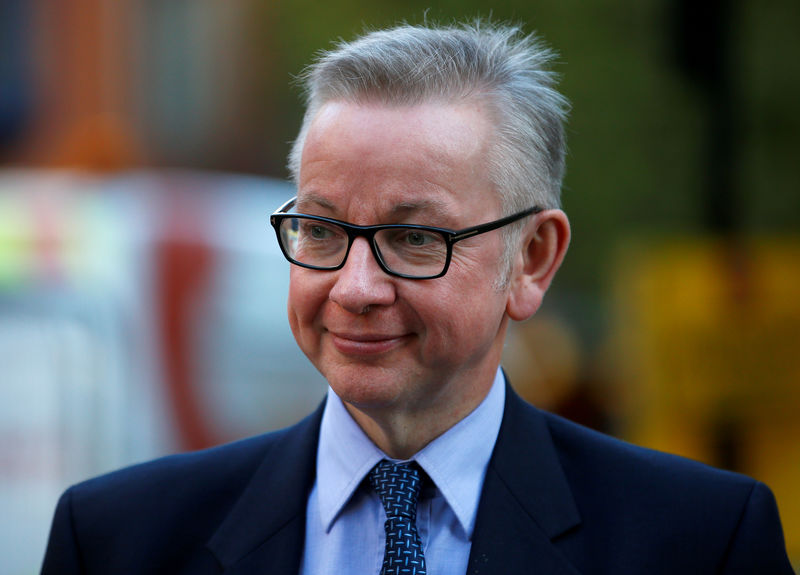 © Reuters. FILE PHOTO: Britain's Secretary of State for Environment, Food and Rural Affairs, Michael Gove leaves his office in London