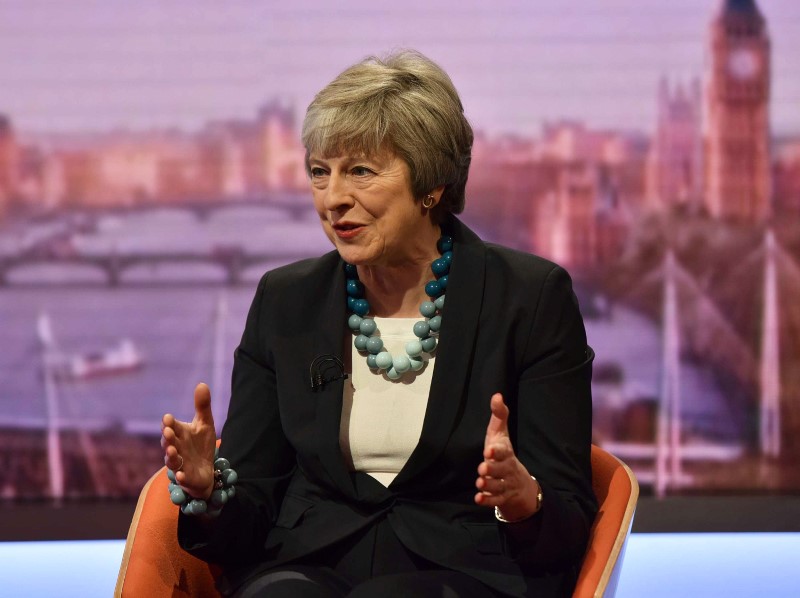 © Reuters. La primera ministra británica, Theresa May, aparece en el Show de Andrew Marr de la BBC en Londres