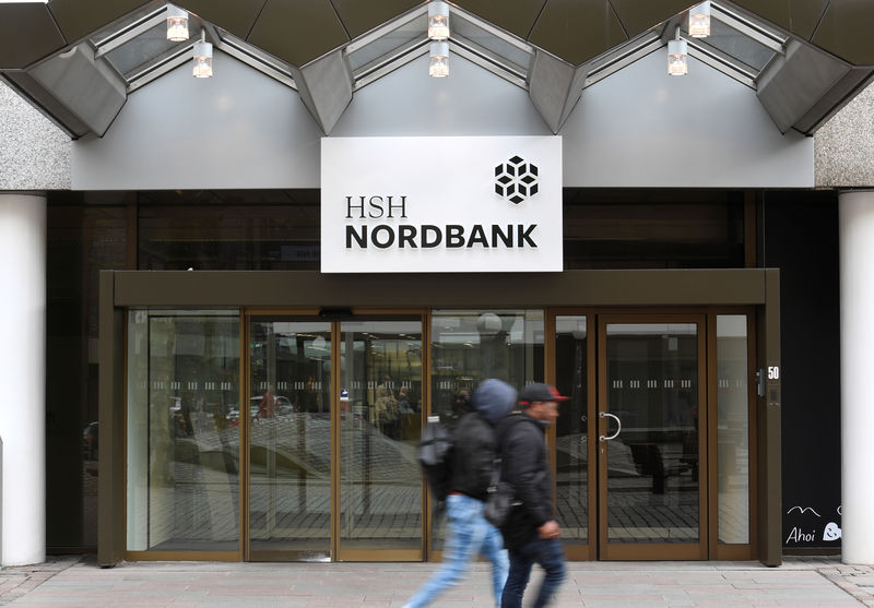 © Reuters. The office of HSH Nordbank is seen in Hamburg