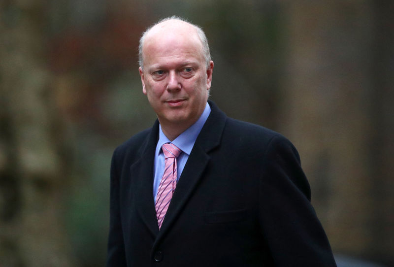 © Reuters. Britain's Secretary of State for Transport Chris Grayling arrives in Downing Street, London