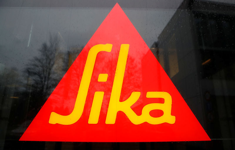 © Reuters. Logo of Swiss chemical group Sika is seen at a plant in Zurich