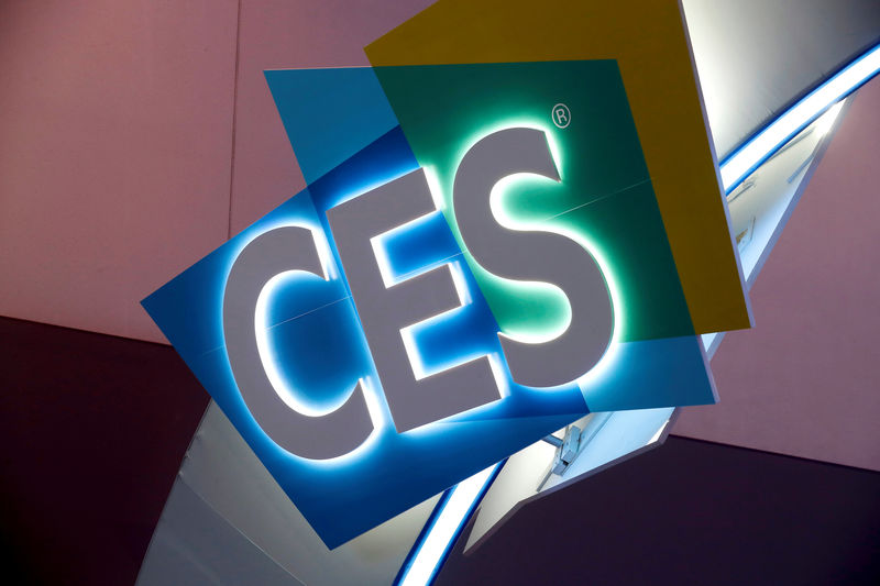 © Reuters. FILE PHOTO: The CES logo is shown at the Las Vegas Convention Center as workers prepare for 2019 CES in Las Vegas