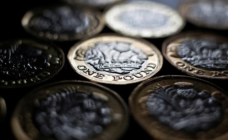 © Reuters. FILE PHOTO: Pound coins are seen in the photo illustration taken in Manchester, Britain