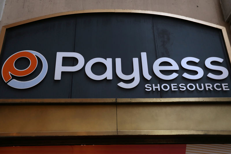 © Reuters. FILE PHOTO: A Payless ShoeSource store logo is pictured in the Manhattan borough of New York