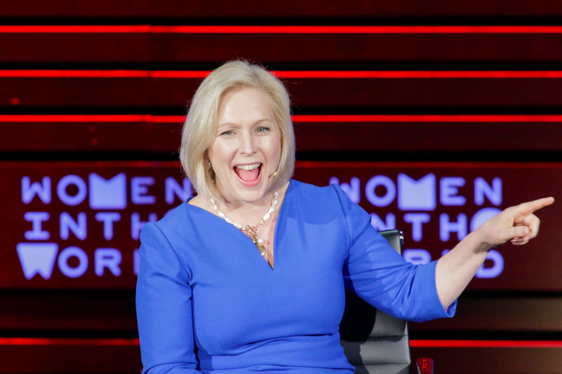 © Reuters. U.S. Senator Kirsten Gillibrand speaks during the Women In The World Summit in New York City